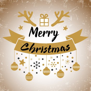 Mutlu noeller yazı dizayn kartı. Grunge vektör illüstrasyonuName