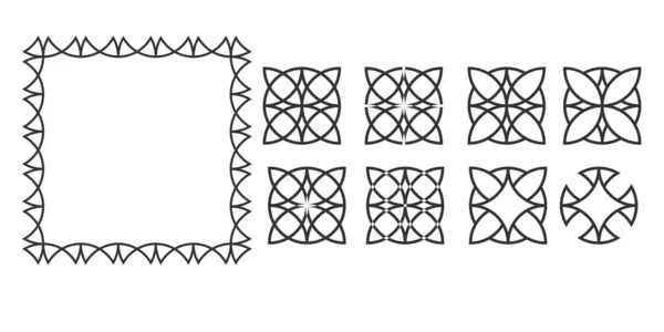 Ensemble Motifs Géométriques Ronds Cadre Mandala Ornements Orientaux — Image vectorielle