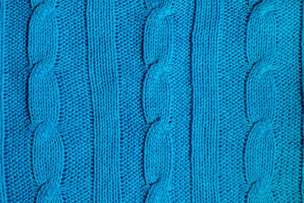 Blue Fabric Knitted Threads Braided Pigtail Pattern — Stock Photo, Image