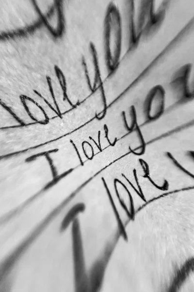 Abstract Vertical Monochrome Image Paper Inscription Love You — Stockfoto