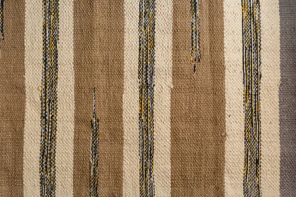 Tekstura Tkaniny Beżowy Dywan Paski — Zdjęcie stockowe