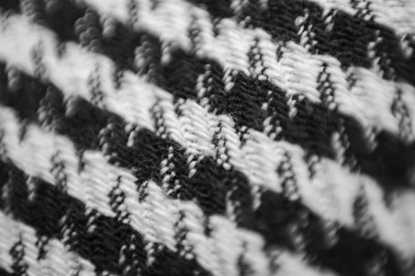 Vlněná Tkanina Černé Bílé Šekové Pepita Vzorem Makroobjektiv — Stock fotografie