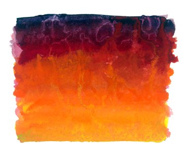 Suluboya kırmızı sıcak eğim. Beyaz arka planda izole edilmiş renkli el lekesi. Tasarım için parlak öge