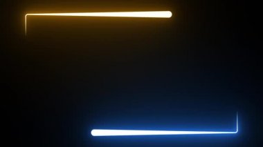 4K Neon Işıklar Çerçevesi Siyah Arkaplan Elektrikli Parlak Çerçeveli Kusursuz Soyut Animasyon Üzerine İlerliyor. Animasyon Hatları Hareketi Şekli Elektrik Hareketi ve Enerji Üretim Partisi Lazer Gösterisi