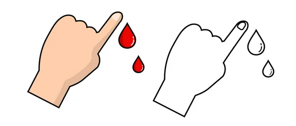 Blutendes Finger Vektor Symbol Blutender Finger Mit Bluttropfen Vereinzelte Gestaltungselemente — Stockvektor