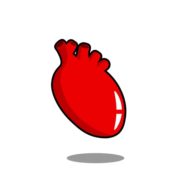 Cartoon Style Vektor Human Heart Sticker Čárou Heartbeat Izolovaný Prvek — Stockový vektor