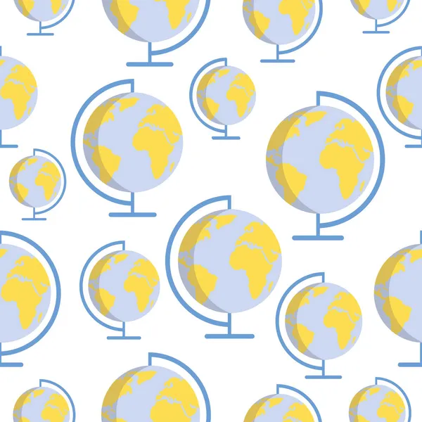 Globe Earth Vector Seamless Pattern White Background Vector Globe Earth — Image vectorielle