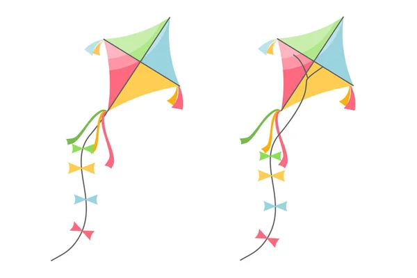 Vector Kite Illustration Isoliert Auf Weißem Hintergrund Bunte Drachen Flache — Stockvektor