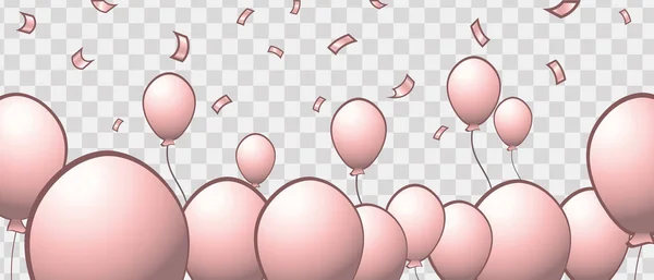 Vector Cartoon Style Luftballons Banner Isoliert Auf Transparentem Hintergrund — Stockvektor