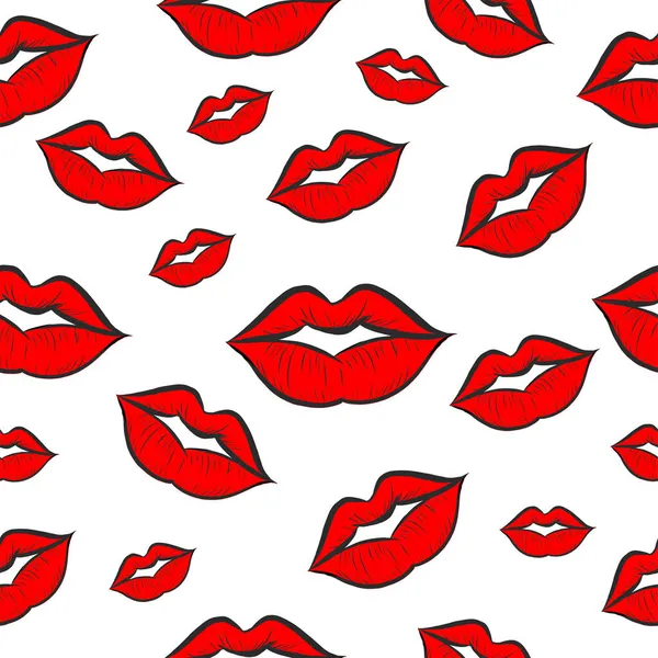 Lèvres Femme Dessinées Main Avec Rouge Lèvres Rouge — Image vectorielle