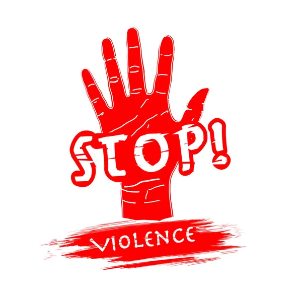 Parem Com Mão Violência Mão Cor Vermelha Conceito Apresentação Violência —  Vetores de Stock