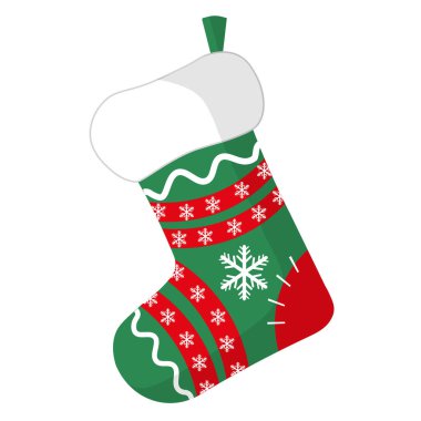 Beyaz arka planda izole edilmiş Noel çorabı 