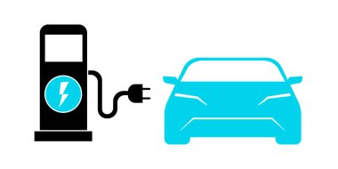 elektrikli araba, vektör illüstrasyonu 