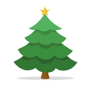 Altın yıldızlı Noel ağacının vektör çizimi
