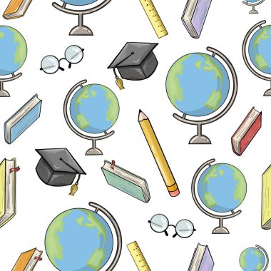 cetvel, kitap ve kalem desenli kusursuz arkaplan