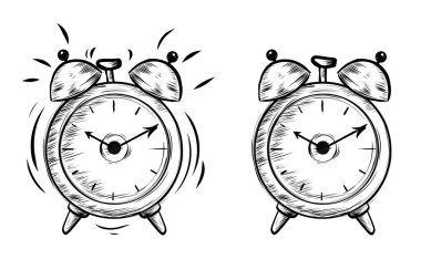 El çizimi renk zil alarmı, vektör illüstrasyonu 