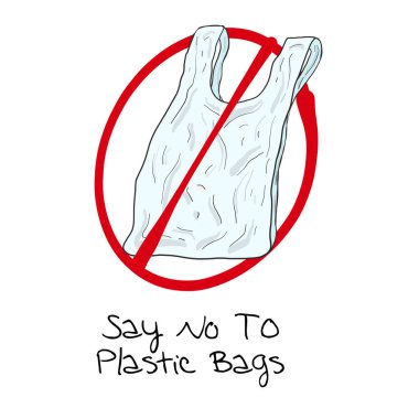 Çöpleri geri dönüşüm için bir çağrı posteri ve plastik kullanmayın, gezegen web pankartı, eko-poşetler, vektör illüstrasyonları, Dünya gezegeninin sembolü atıkla kirlenmiştir - çevre