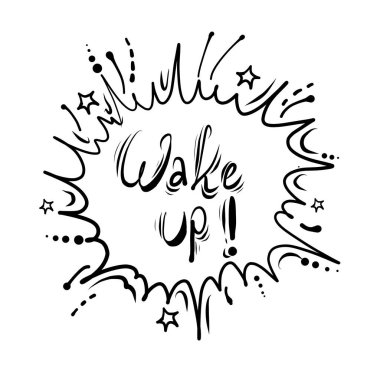 El çizimi renk harfleri uyanma, vektör illüstrasyonu 