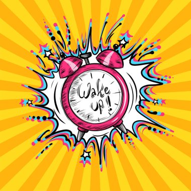 El çizimi renk zil alarmı, vektör illüstrasyonu 