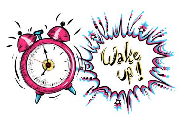 El çizimi renk zil alarmı, vektör illüstrasyonu 