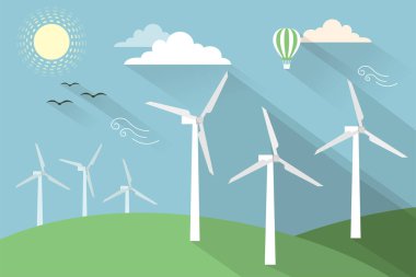 Elektrik üretimi için yel değirmenleri, yeşil enerji kavramı