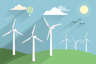 Elektrik üretimi için yel değirmenleri, yeşil enerji kavramı