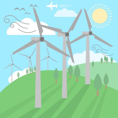 Elektrik üretimi için yel değirmenleri, yeşil enerji kavramı