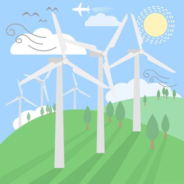 Elektrik üretimi için yel değirmenleri, yeşil enerji kavramı