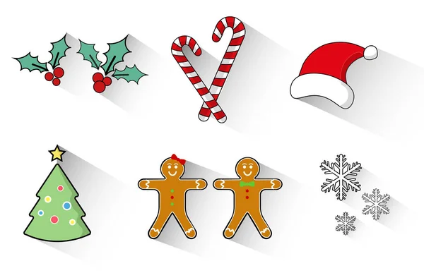 Vector Ilustración Conjunto Feliz Navidad Año Nuevo Elementos — Vector de stock