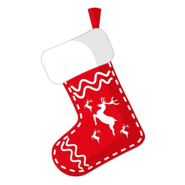 Рождественский Носок Изолирован Белом Фоне — стоковый вектор