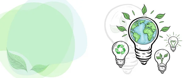 Think Green World Banner Векторная Иллюстрация Ecology Concept Green Eco — стоковый вектор
