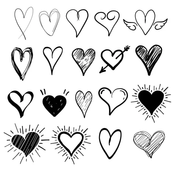 Handritade Illustrationer Hjärtan — Stock vektor