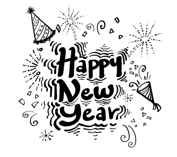 Mutlu yıllar tebeşir karalama tarzıyla şenlikli bir arkaplan. 