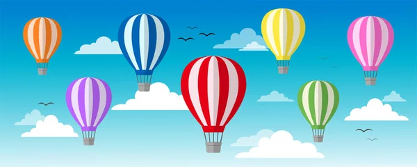 Sıcak Hava Balonları Ayarlandı Vektör Illüstrasyonu — Stok Vektör