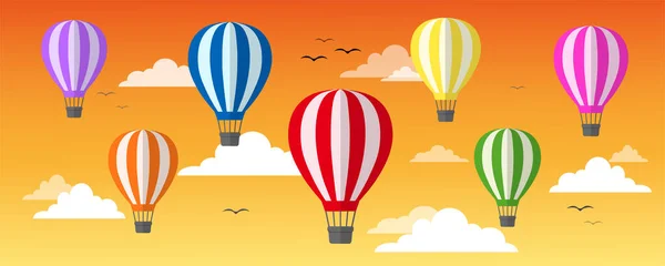 Sıcak Hava Balonları Ayarlandı Vektör Illüstrasyonu — Stok Vektör
