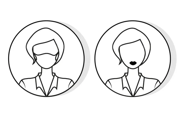 Vektor Illustration Von Zwei Frauensilhouetten Ein Mädchen Trägt Die Maske — Stockvektor