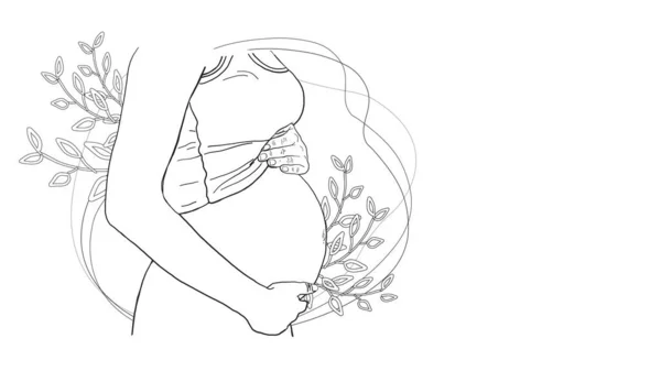 Ζωγραφισμένη Στο Χέρι Απεικόνιση Της Εγκύου Γυναίκας — Διανυσματικό Αρχείο