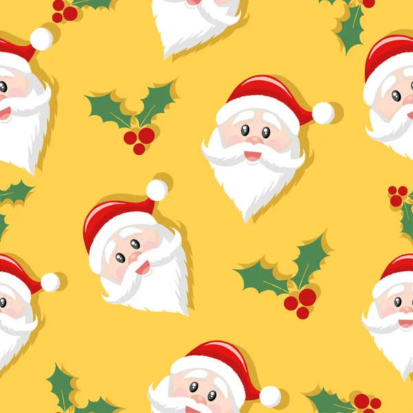 Fundo Festivo Sem Costura Com Papai Noel Bagas Padrão — Vetor de Stock