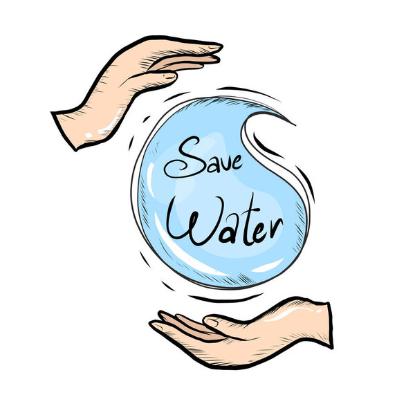 сохранение водяного знамени, векторная иллюстрация, экологическая концепция с зеленой экологической Земли, экологически чистые