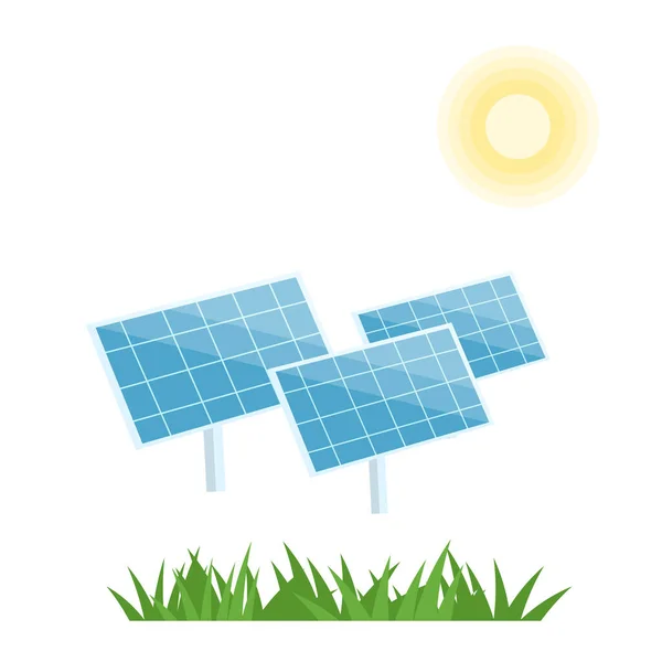 Solární Panely Fotovoltaický Alternativní Zdroj Elektrické Energie Koncept Udržitelných Zdrojů — Stockový vektor