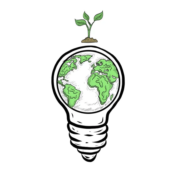 Think Green World Banner Векторная Иллюстрация Ecology Concept Green Eco — стоковый вектор