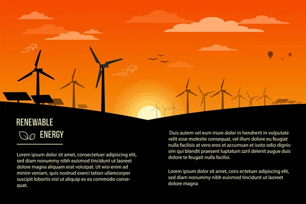 Windmolens Voor Elektriciteitsproductie Concept Groene Energie — Stockvector