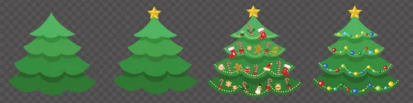 Ilustração Vetorial Conjunto Árvores Natal —  Vetores de Stock