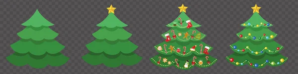 Vector Ilustración Conjunto Árboles Navidad — Archivo Imágenes Vectoriales