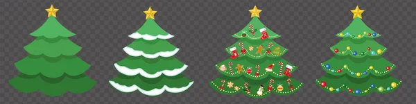 Vector Illustratie Van Kerstbomen Ingesteld — Stockvector