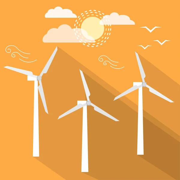 Windmolens Voor Elektriciteitsproductie Concept Groene Energie — Stockvector