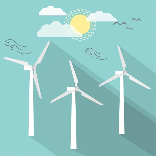用于发电的风车 绿色能源概念 — 图库矢量图片