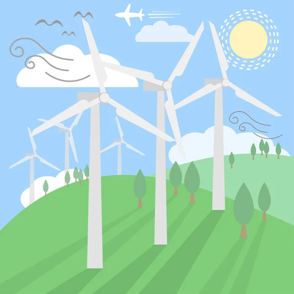 Elektrik üretimi için yel değirmenleri, yeşil enerji kavramı