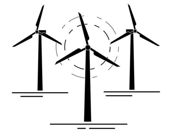 Větrné Mlýny Pro Výrobu Elektrické Energie Koncept Zelené Energie — Stockový vektor