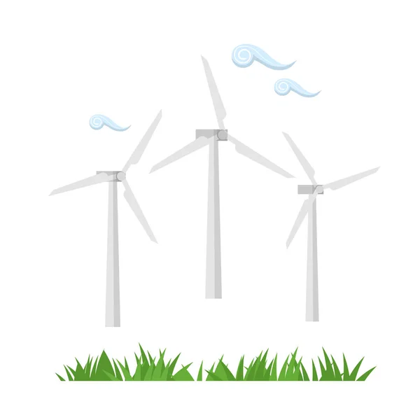 Vindkraftverk För Elproduktion Grönt Energikoncept — Stock vektor
